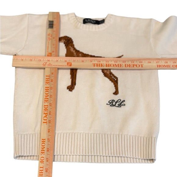 Lauren Ralph Lauren Dog Knit Sweater Women’s Petite Small PS Cream Intarsia - Picture 4 of 6